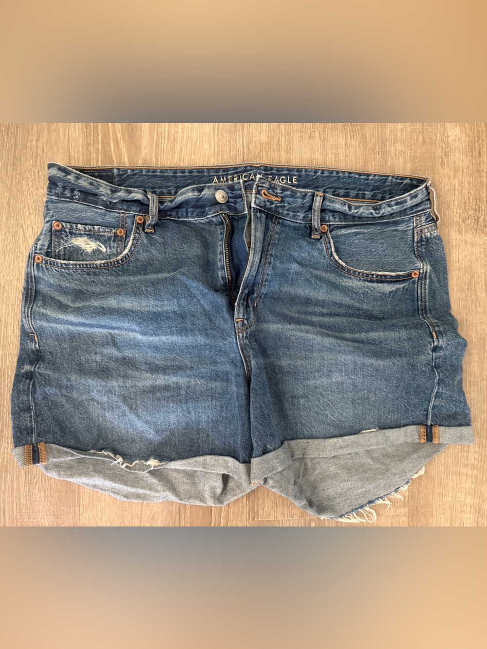 American Eagle Outfitters Women's Distressed Blue Denim Cutoff Shorts